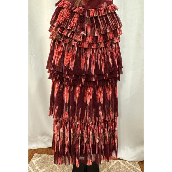 Hutch Nalina Strapless Floral Tiered Tulle Maxi Dress Wine Floral Sz XS/S NWOT - Picture 16 of 16